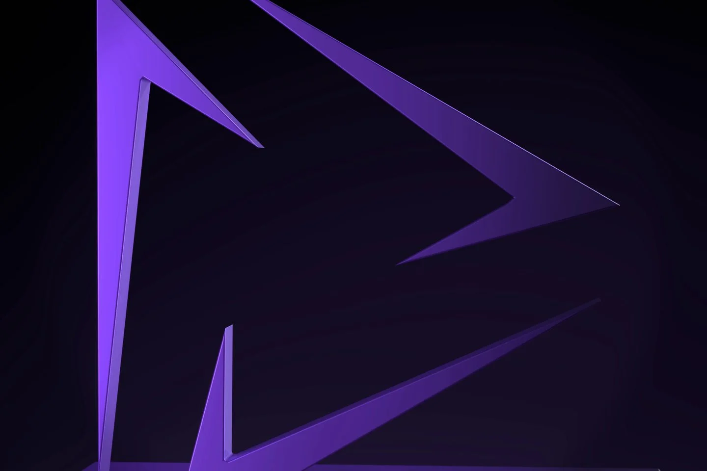 The Innovara mark as a violet sculpture, softly lit on a dark set