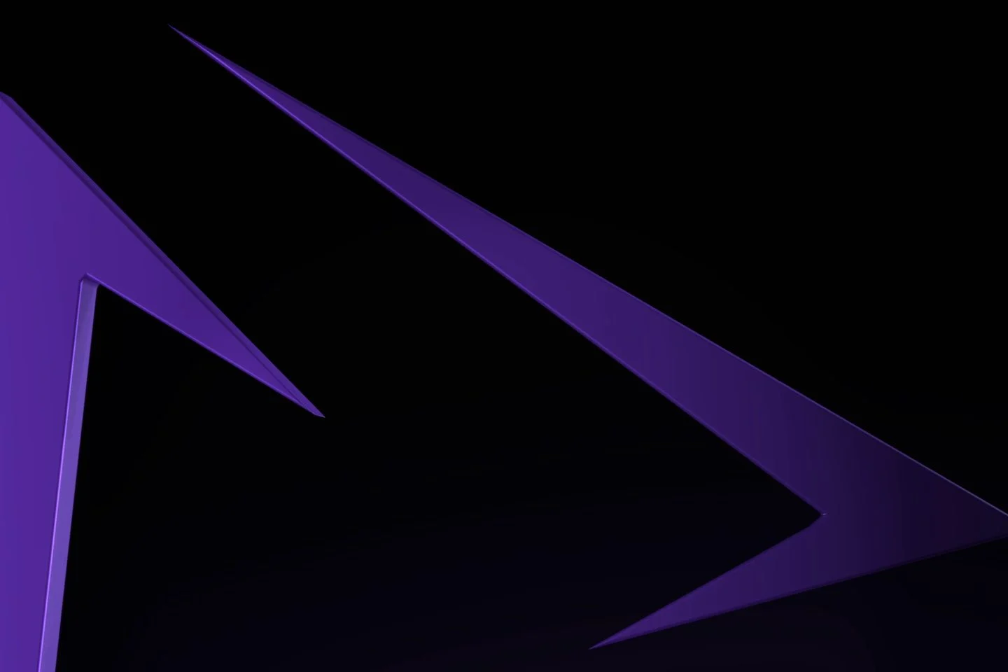 Dim detail of the violet Innovara sculpture emerging from deep shadow