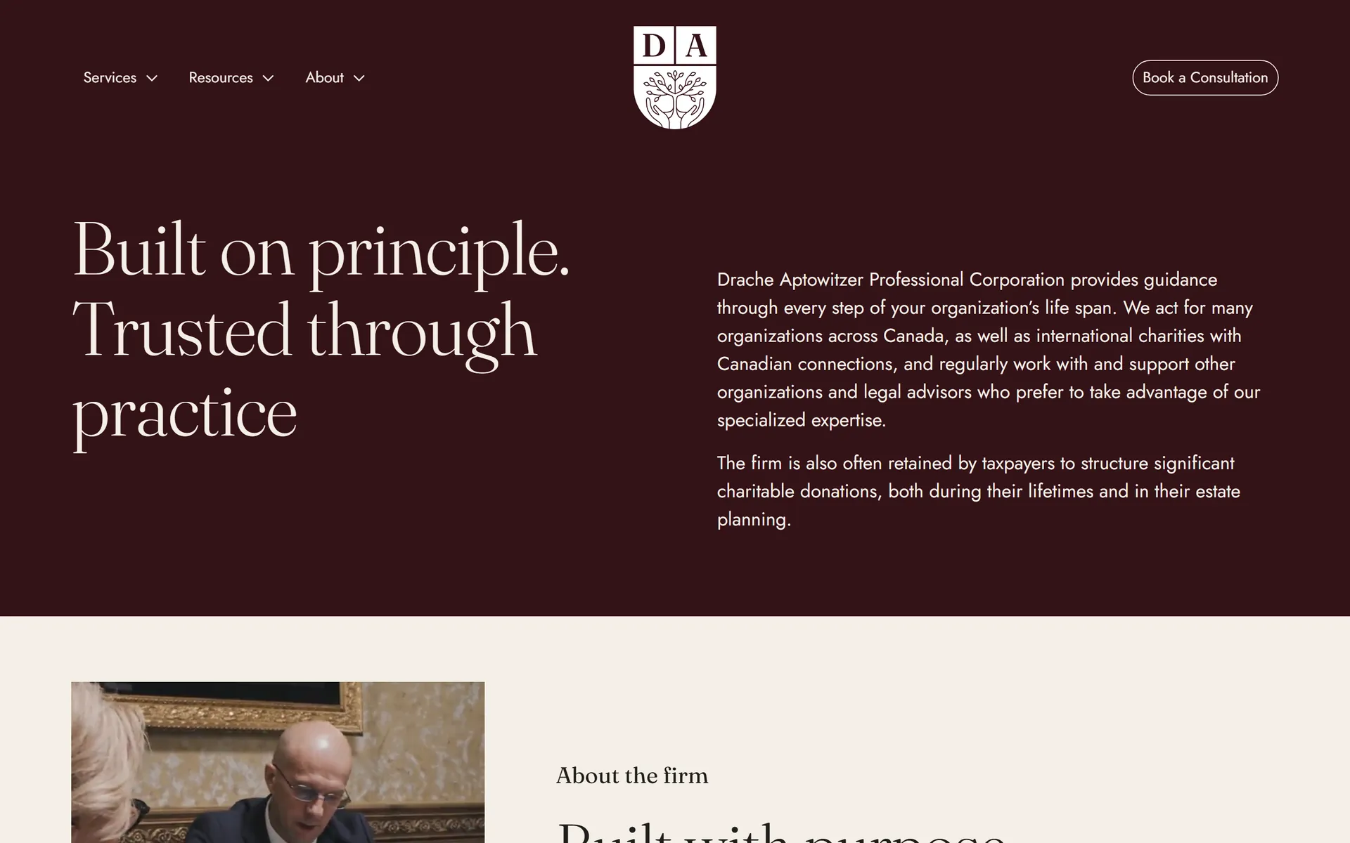 The About us page