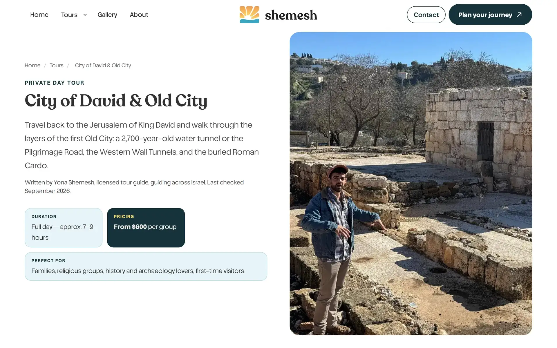 The City of David and Old City tour page
