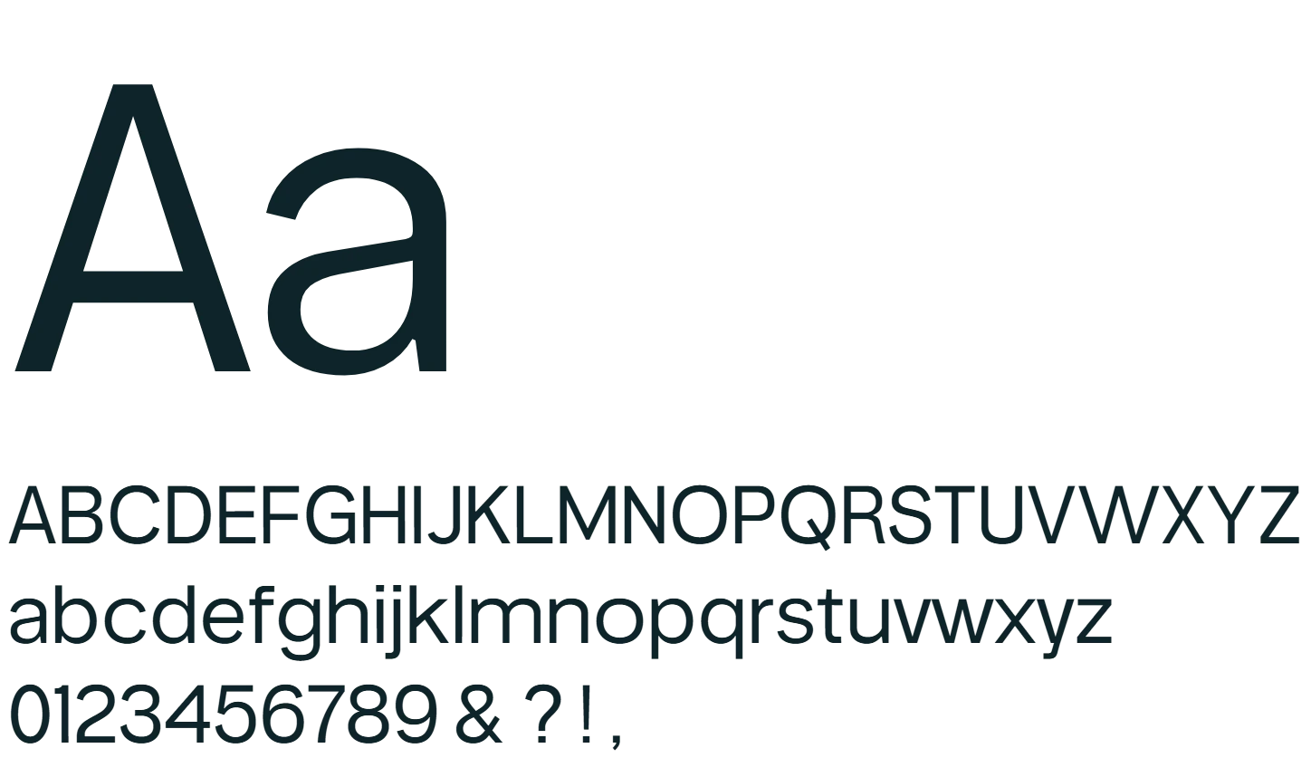 Helvena specimen: Aa, the alphabet and figures