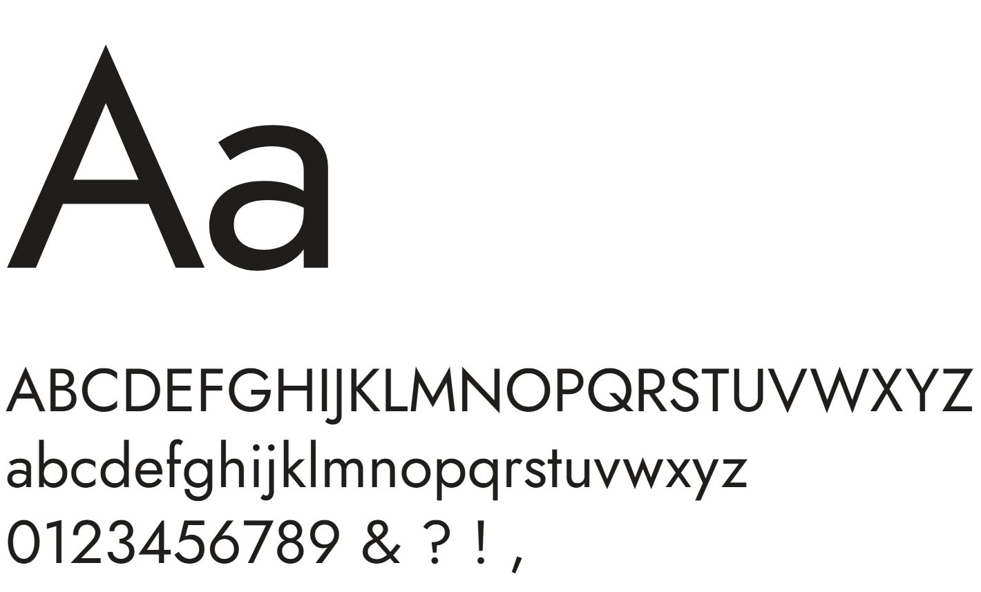 Jost specimen: Aa, the alphabet and figures